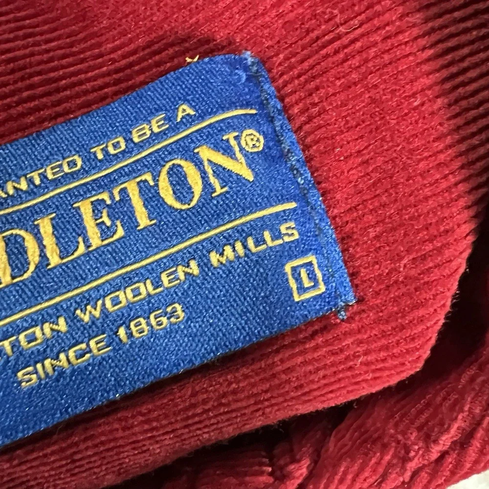 Pendleton Wayne Shirt Mens L Red Corduroy Outdoor Workwear Western Button Up - Picture 5 of 7